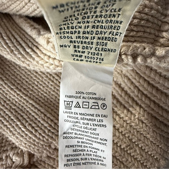 L.L. Bean Women’s Double L Mixed Cable Knit Sweater Funnel neck Size XL Tan - Picture 9 of 12